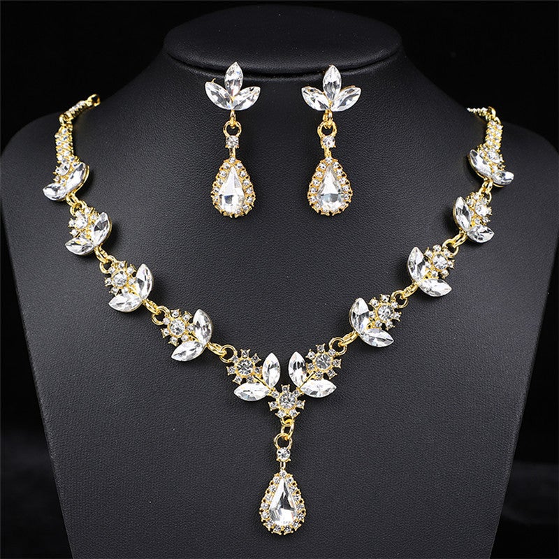 Bridal Jewelry Crystal Amethyte Alloy Necklace Earrings New Suit Wedding Dress Accessories Korean Style Dinner Wear - Image 5